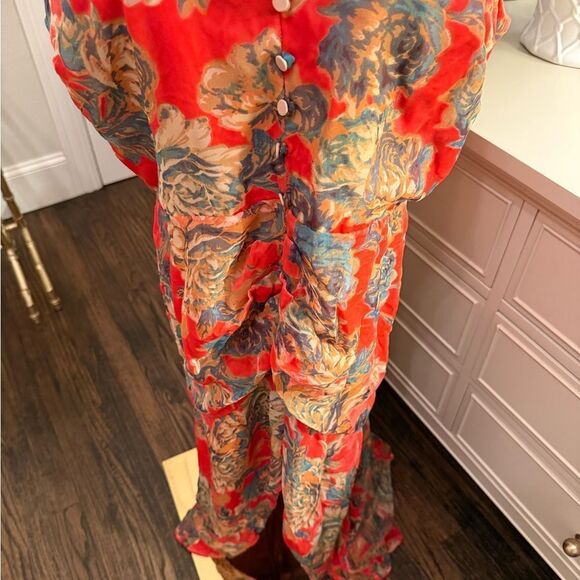 Harlyn/Anthropologie Floral High/Low Velvet Burnout Dress-D1 - Picture 4 of 6